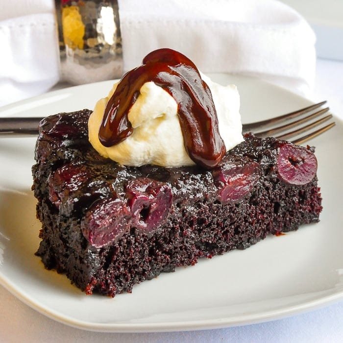 Chocolate Cherry Upside Down Cake. So quick & easy to prepare!