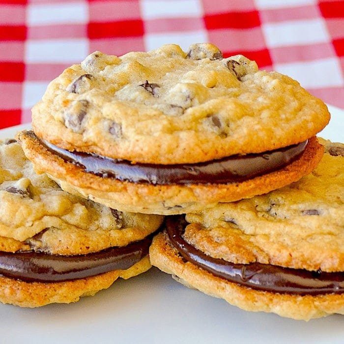 Chocolate Chip Coconut Sandwich Cookies. Such a great flavour combo!