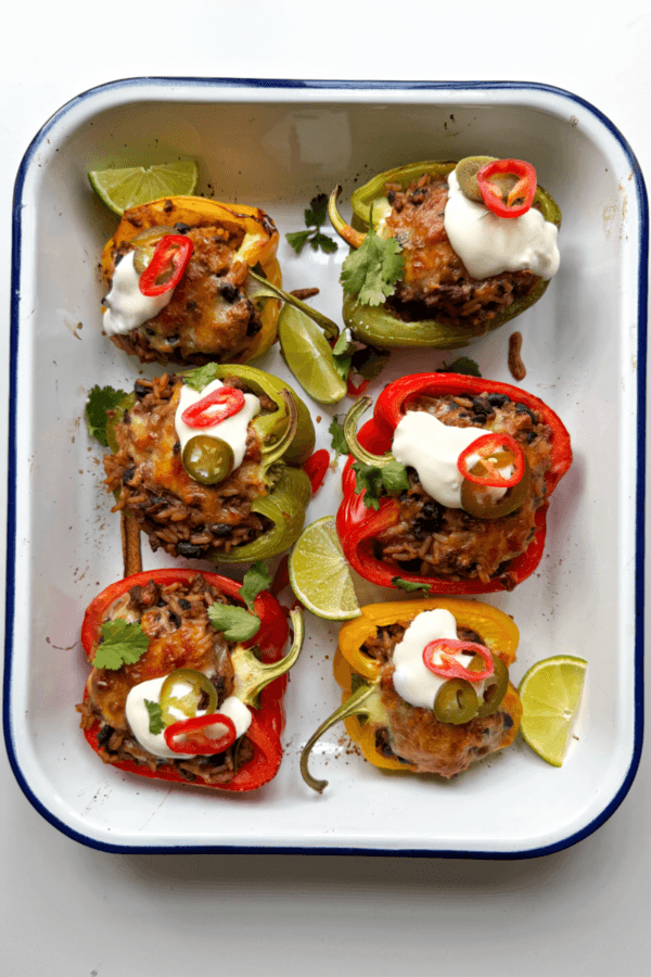 Easy Stuffed Peppers with Ground Beef and Rice