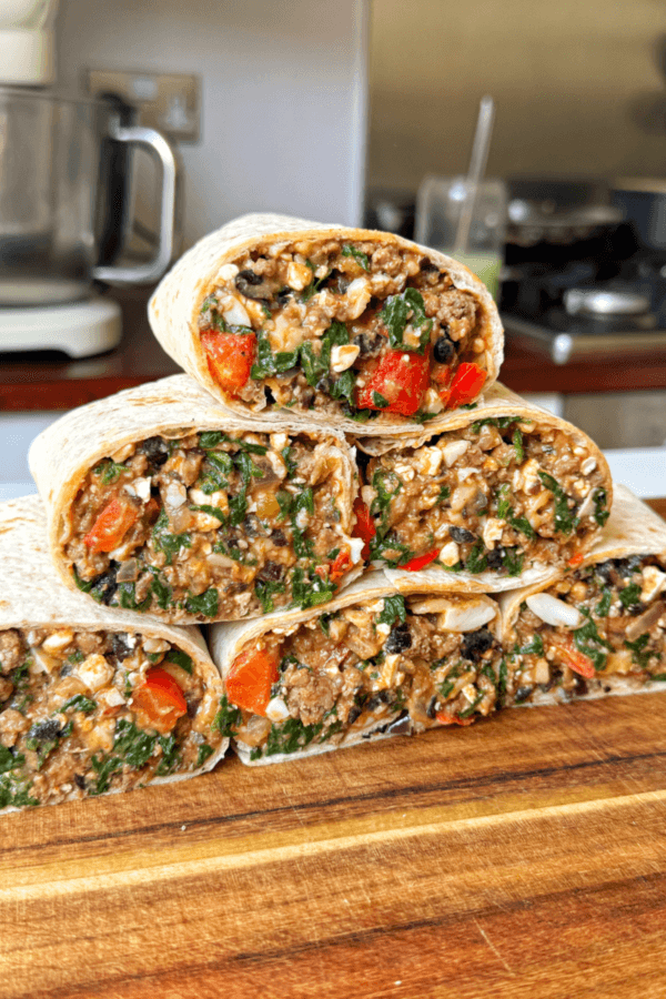 Easy High Protein Breakfast Burrito (45g protein per portion)