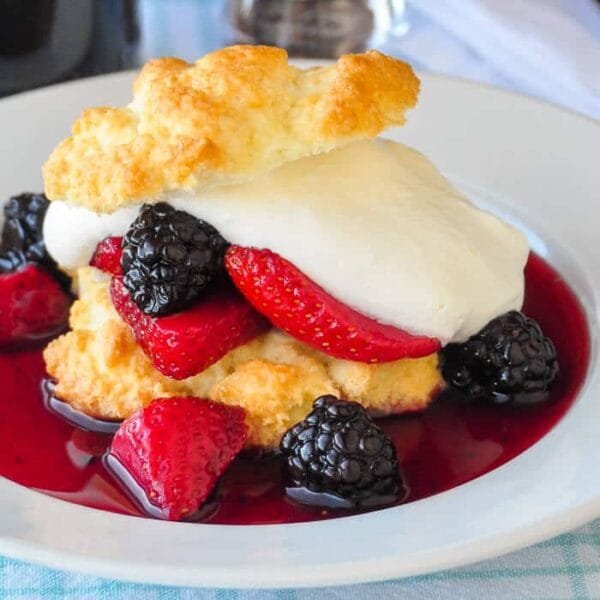 Drunken Berry Shortcake – fresh berries marinated in port wine!