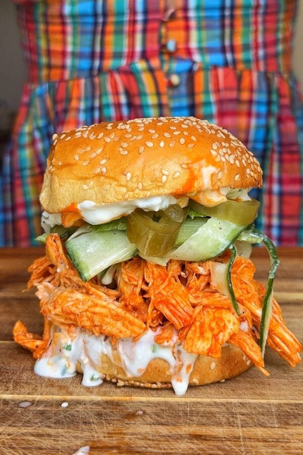 Easy Shredded Buffalo Chicken Sandwich