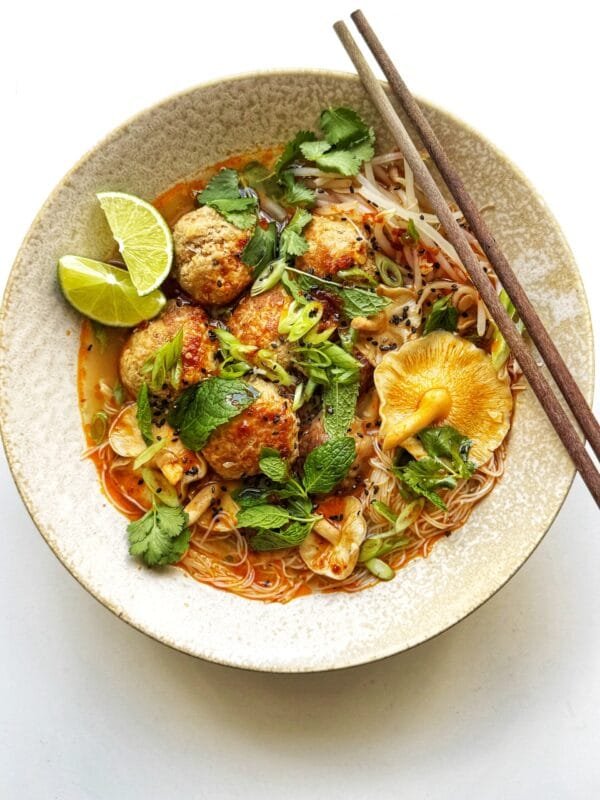 Thai-Style Pork Meatball Noodle Soup