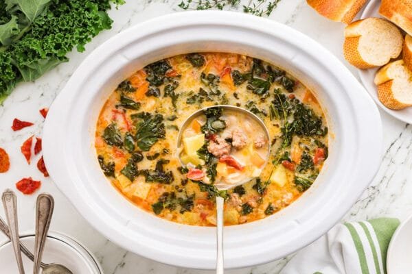 Slow Cooker Sausage and Kale Soup